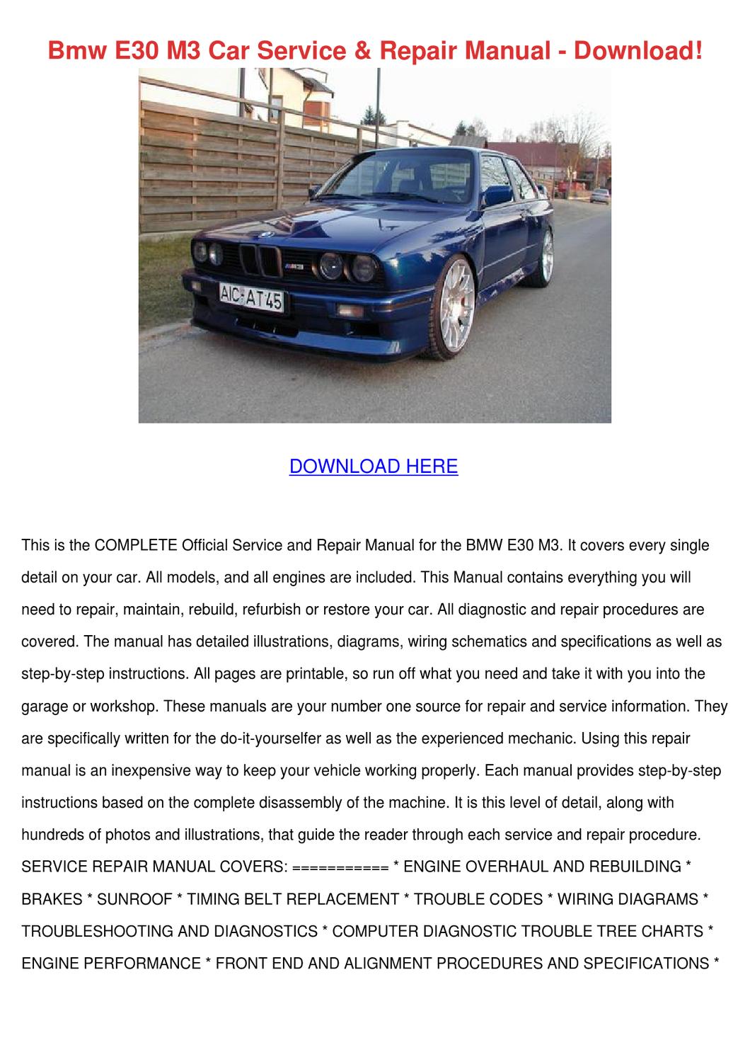 bmw e30 repair manual